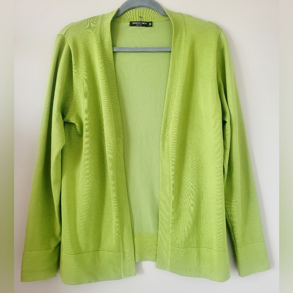 Urban CoCo Women's Business/Office Open Front Cardigan Green Viscose Blend Med - Picture 4 of 13